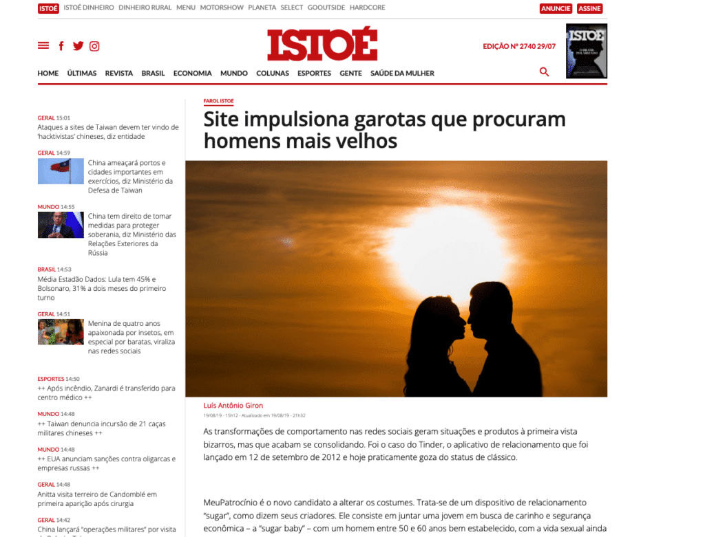 Site impulsiona garotas que procuram homens mais velhos