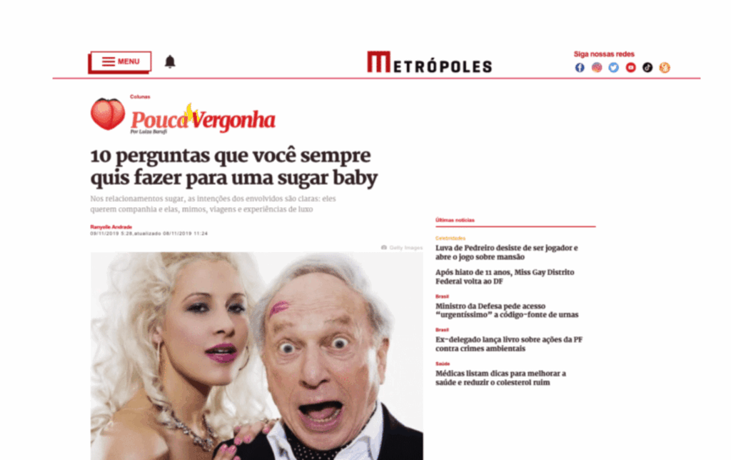 Metrópoles: 10 perguntas que você sempre quis fazer para uma sugar baby