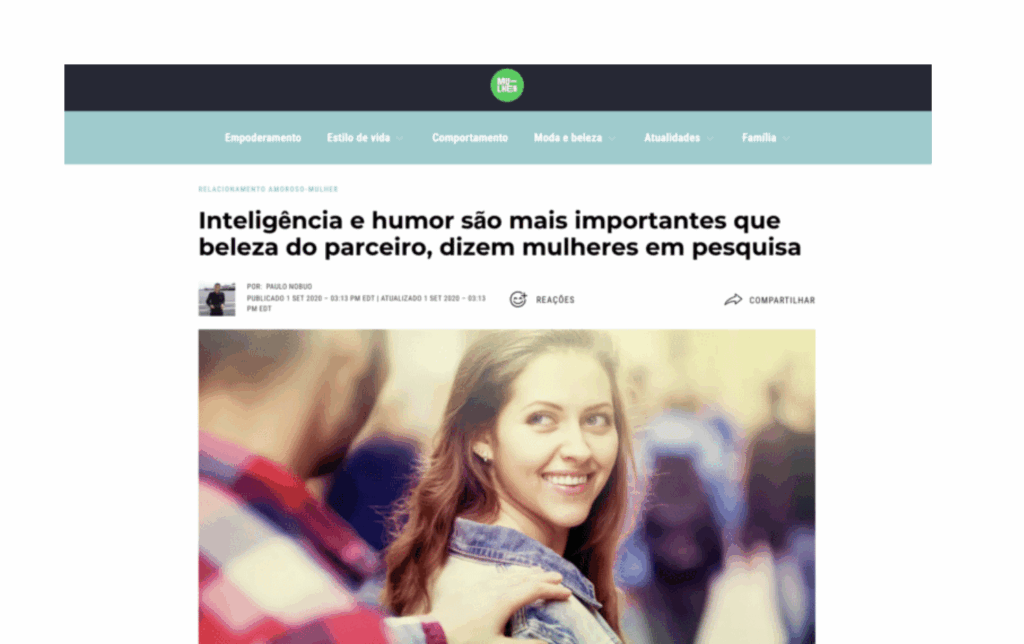 VIX: Inteligência e humor são mais importantes que beleza do parceiro, dizem mulheres em pesquisa