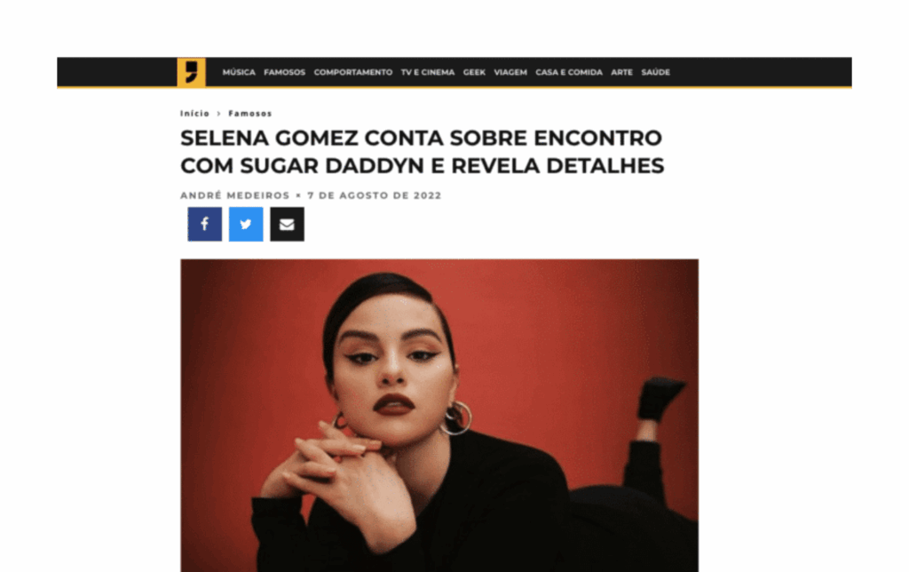 Vírgula: Selena Gomez conta sobre encontro com Sugar Daddy e revela detalhes