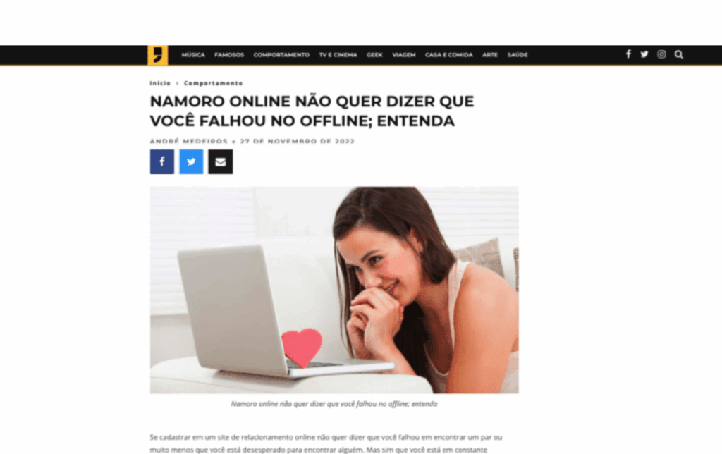Vírgula: Namoro online não quer dizer que você falhou no offline; entenda