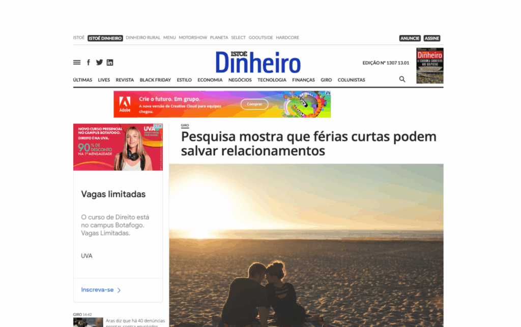 IstoÉ Dinheiro: Pesquisa mostra que férias curtas podem salvar relacionamentos