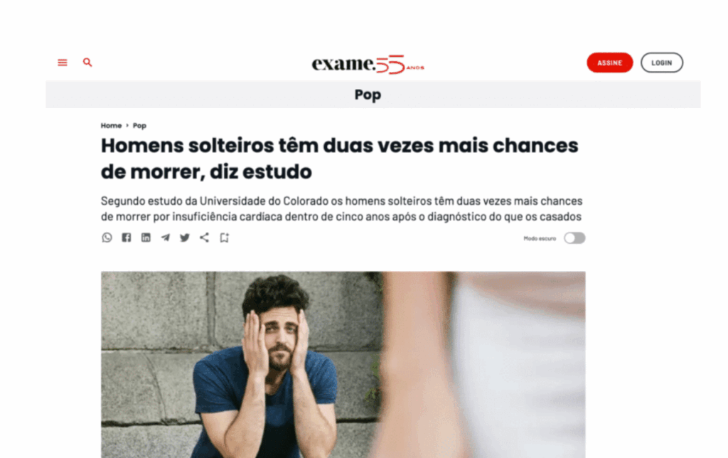 Exame: Homens solteiros têm duas vezes mais chances de morrer, diz estudo