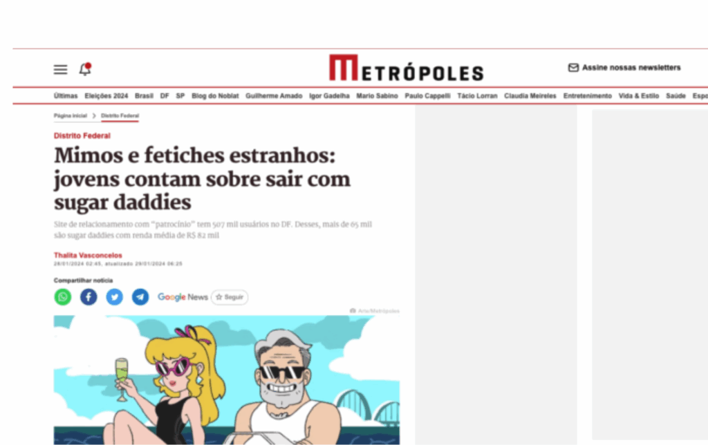 Metrópoles: Mimos e fetiches estranhos: jovens contam sobre sair com sugar daddies