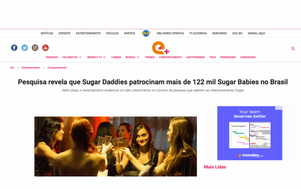 UAI: Pesquisa revela que Sugar Daddies patrocinam mais de 122 mil Sugar Babies no Brasil