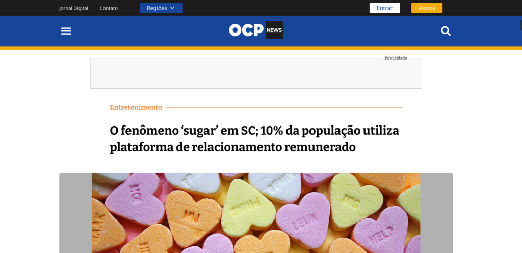 OCP News: O fenômeno ‘sugar’ em SC; 10% da população utiliza plataforma de relacionamento remunerado