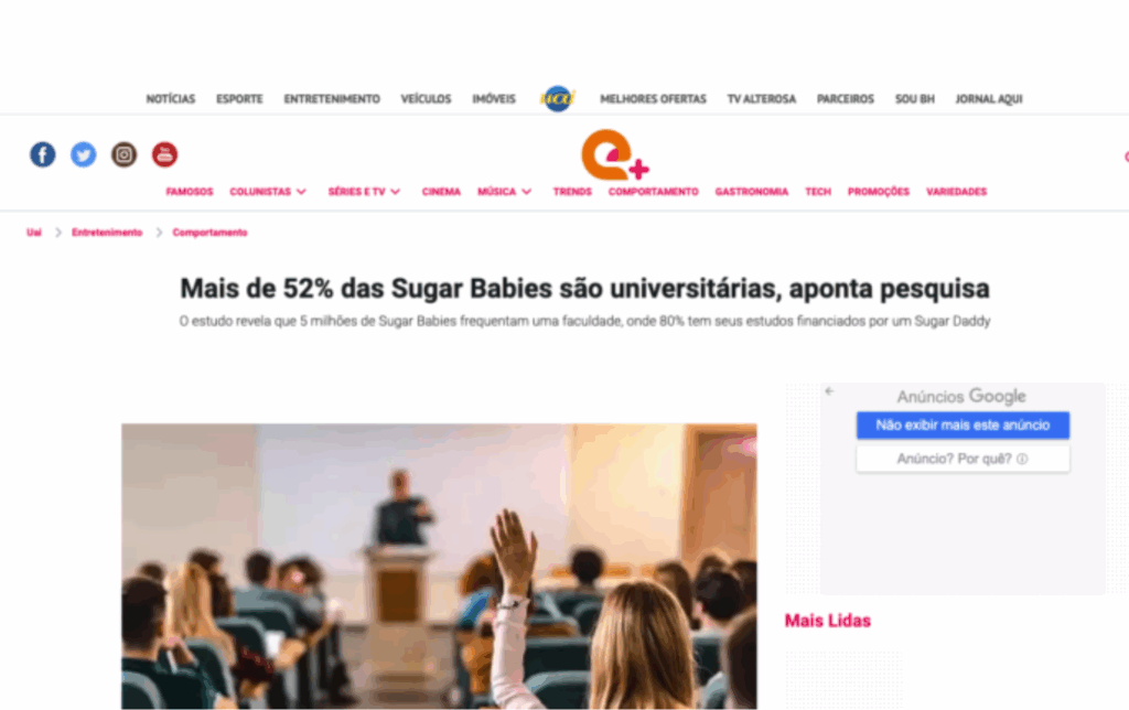 UAI: Mais de 52% das Sugar Babies são universitárias, aponta pesquisa