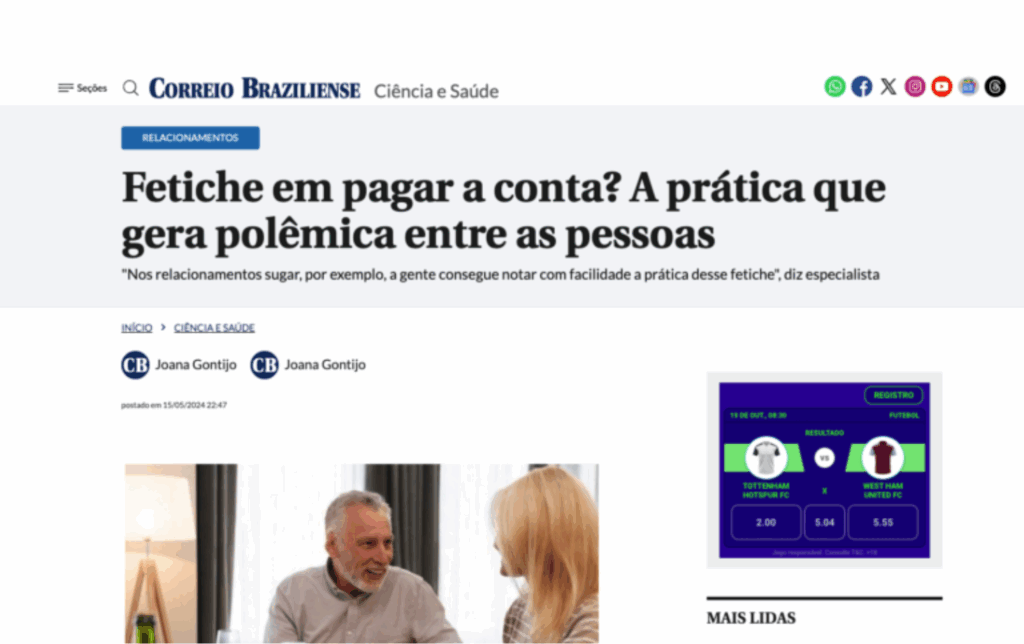 Correio Braziliense: Fetiche em pagar a conta? A prática que gera polêmica entre as pessoas