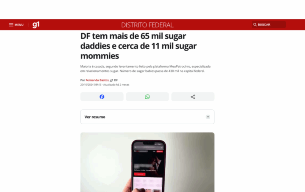 G1: DF tem mais de 65 mil sugar daddies e cerca de 11 mil sugar mommies
