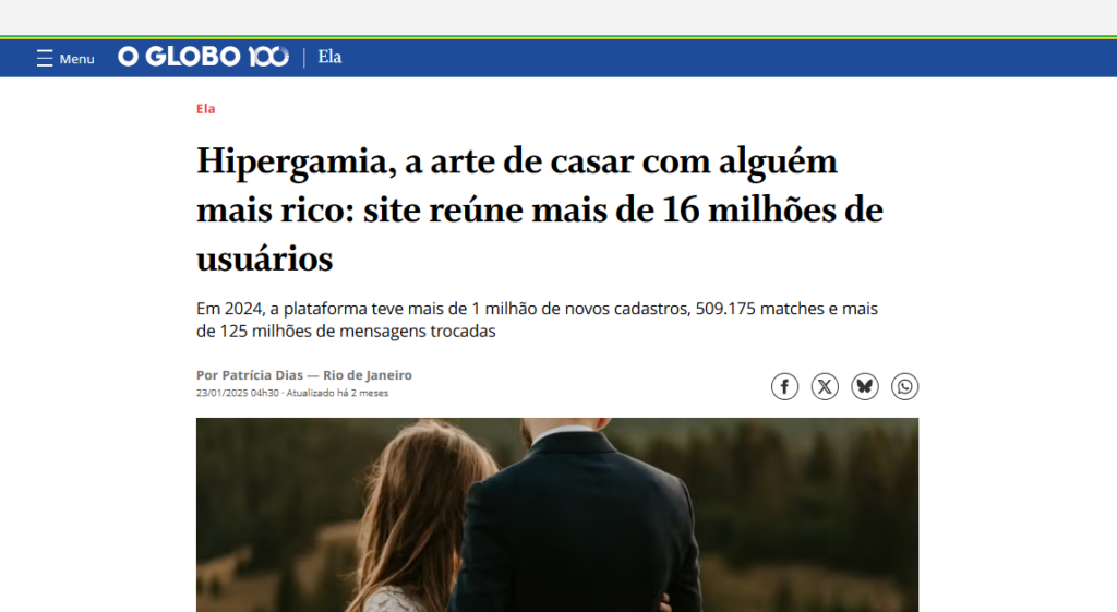 Hipergamia, a arte de casar com alguém mais rico: site reúne mais de 16 milhões de usuários