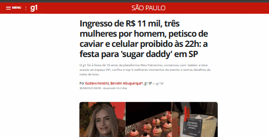 Ingresso de R$ 11 mil, três mulheres por homem, petisco de caviar e celular proibido às 22h: a festa para 'sugar daddy' em SP
