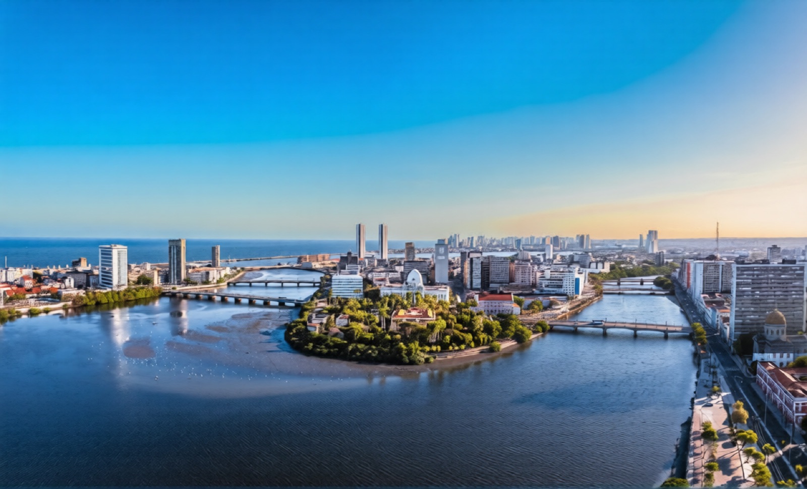 Vista aérea del Marco Zero y Recife Antigo