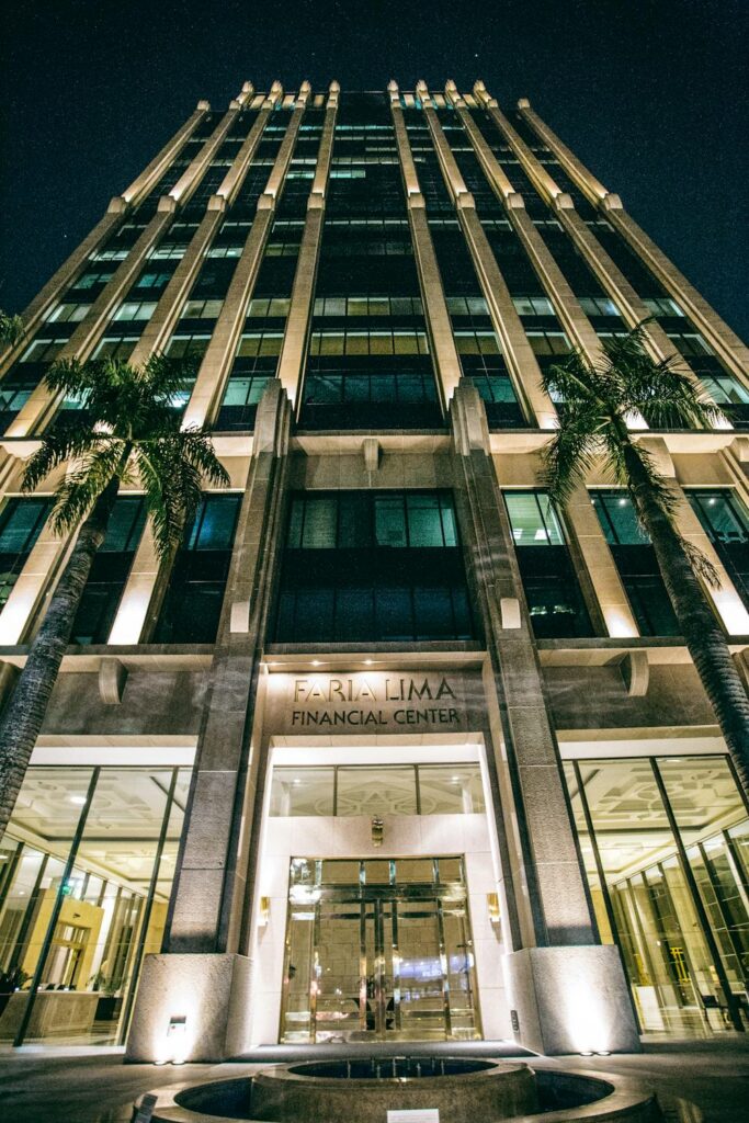 Edifício na região da Faria Lima em São Paulo, centro financeiro do Brasil