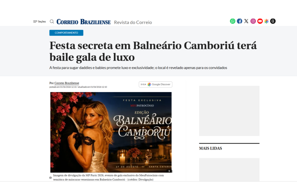 Correio Braziliense: Festa secreta em Balneário Camboriú terá baile gala de luxo